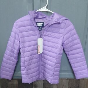 Lands' End Kids Lavender Puffer Coat Size M 8